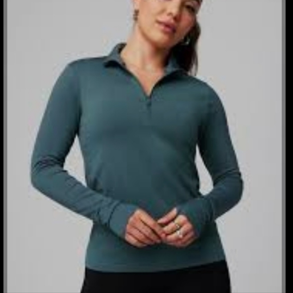 NWT Fabletics Feather Tech+ Half-Zip Top Size XL  Storm Slate